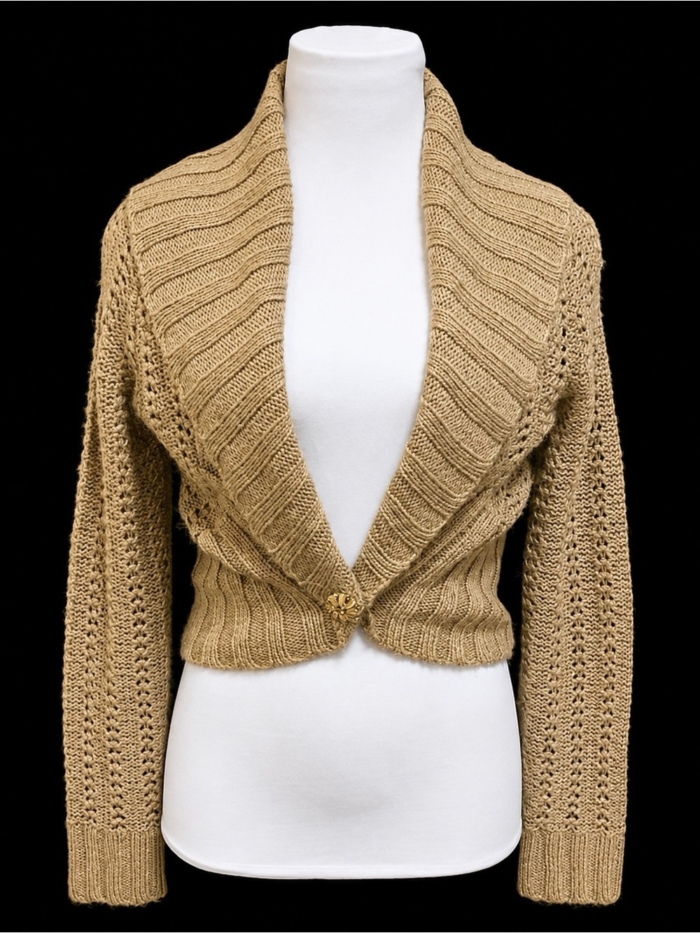 Light Brown Cropped Cardigan Sweater Jacket